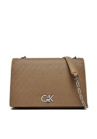 Calvin Klein Torebka Ck Medium Conv Shoulder Bag_Mono K60K613138 Brązowy. Kolor: brązowy. Materiał: skórzane