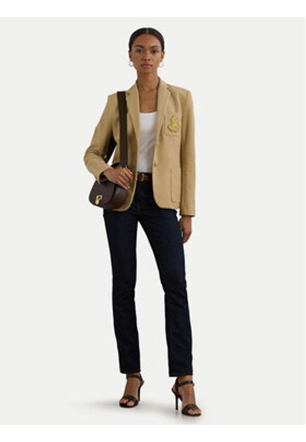 Lauren Ralph Lauren Marynarka 200797305013 Beżowy Regular Fit. Kolor: beżowy. Materiał: bawełna