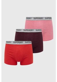 Superdry Bokserki (3-pack) męskie kolor bordowy. Kolor: czerwony. Materiał: bawełna