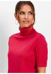 bonprix - Sweter z golfem, krótki rękaw. Typ kołnierza: golf. Kolor: czerwony. Długość rękawa: krótki rękaw. Długość: krótkie. Styl: klasyczny #2