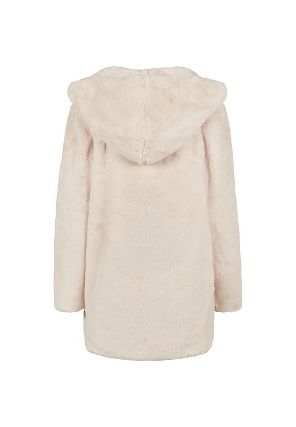 Urban Classics - Płaszcz Damski Z Kapturem Teddy Fleece. Typ kołnierza: kaptur. Kolor: biały