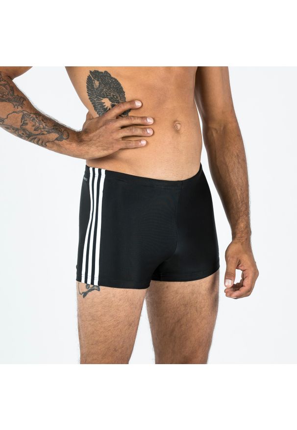 Adidas - Bokserki pływackie męskie ADIDAS 3S. Kolor: czarny. Materiał: elastan, poliamid, materiał