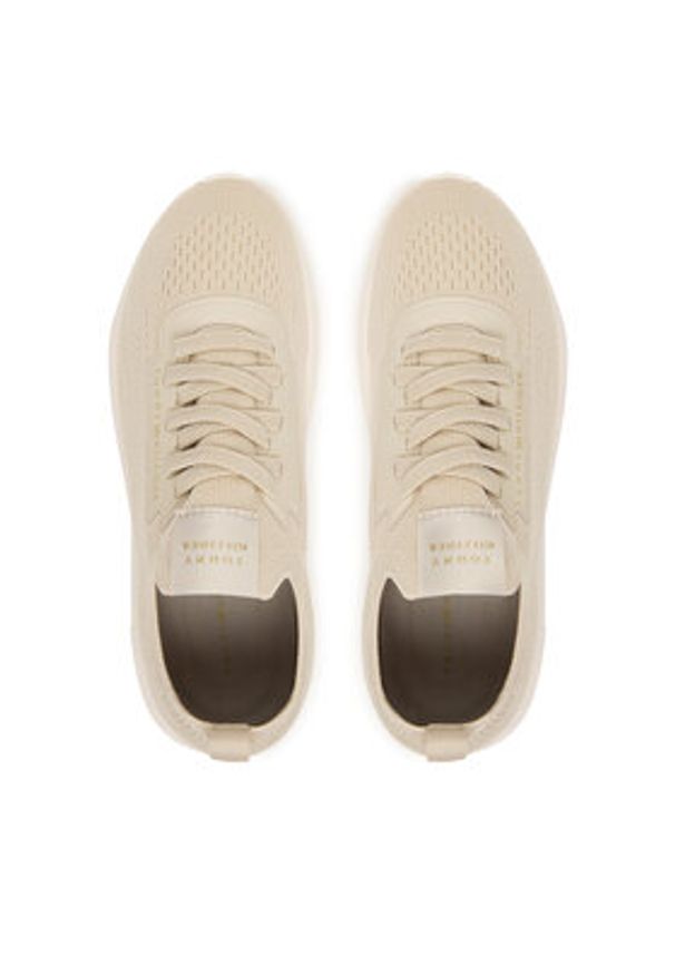 TOMMY HILFIGER - Tommy Hilfiger Sneakersy Th Knit Extralight Runner FW0FW09112 Beżowy. Kolor: beżowy. Materiał: materiał