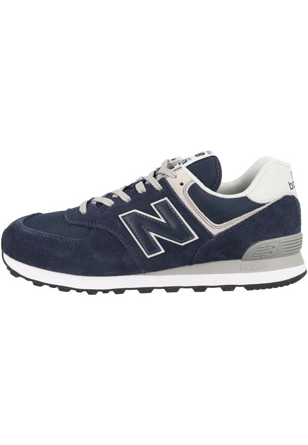 Buty do chodzenia męskie New Balance 574. Zapięcie: sznurówki. Kolor: niebieski, szary, wielokolorowy. Materiał: guma, syntetyk, materiał, tkanina, zamsz. Szerokość cholewki: normalna. Model: New Balance 574. Sport: turystyka piesza