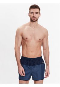 Calvin Klein Swimwear Szorty kąpielowe Short Runner KM0KM00816 Granatowy Regular Fit. Kolor: niebieski. Materiał: syntetyk
