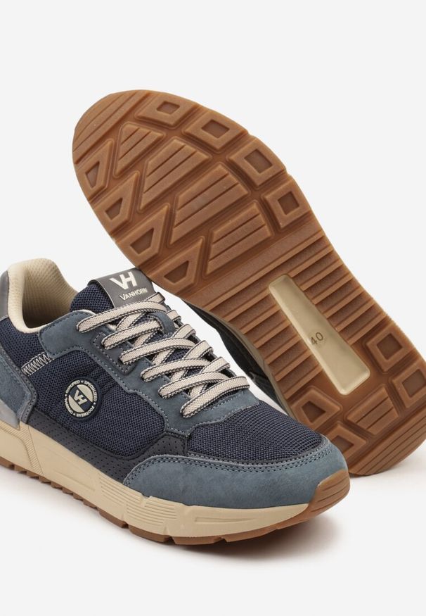 Born2be - Granatowe Skórzane Buty Sportowe Sneakersy z Naszywkami Tellirisse. Okazja: na co dzień. Kolor: niebieski. Materiał: skóra. Wzór: aplikacja