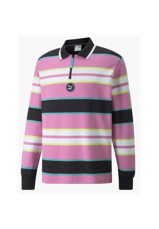 Męska Koszulka Rugby Puma SWXP - Różowa / Biała 2XL. Kolor: wielokolorowy, biały, różowy, czarny. Materiał: bawełna. Styl: elegancki