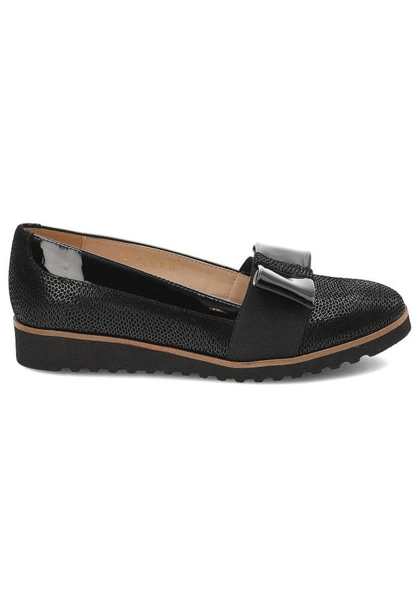 Czarne Półbuty Gamis Skórzane Buty Damskie. Okazja: na co dzień. Kolor: czarny. Materiał: skóra. Szerokość cholewki: normalna. Styl: casual, elegancki
