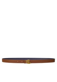 Lauren Ralph Lauren - LAUREN RALPH LAUREN Pasek Damski Logo Reversible Embossed Skinny Belt 412959135002 Granatowy. Kolor: niebieski. Materiał: skóra