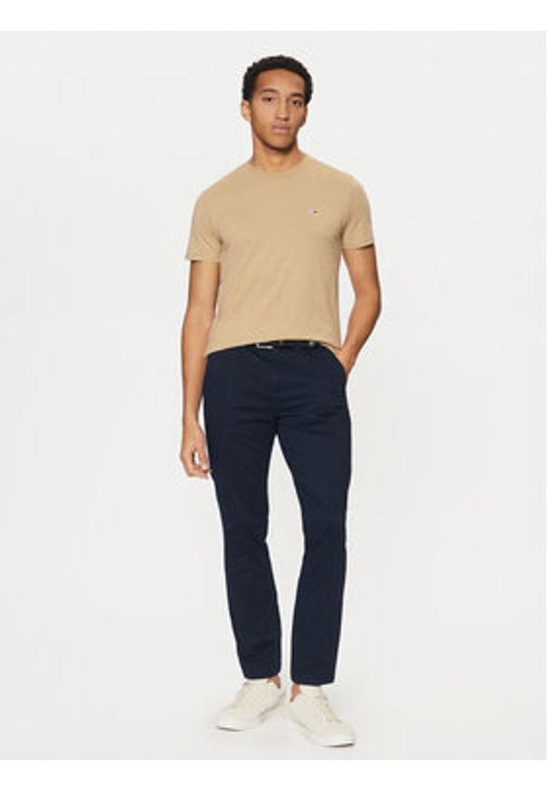 Tommy Jeans T-Shirt Jaspe DM0DM20363 Beżowy Slim Fit. Kolor: beżowy. Materiał: bawełna