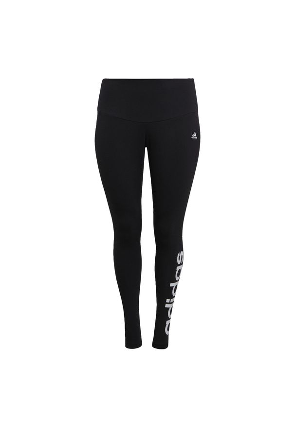Adidas - Essentials High-Waisted Logo Leggings (Plus Size). Kolekcja: plus size. Kolor: czarny, wielokolorowy, biały. Sport: fitness