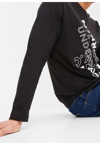 bonprix - Bluzka z długim rękawem z czystej bawełny organicznej. Kolor: czarny. Materiał: bawełna. Długość rękawa: długi rękaw. Długość: długie. Wzór: nadruk #3