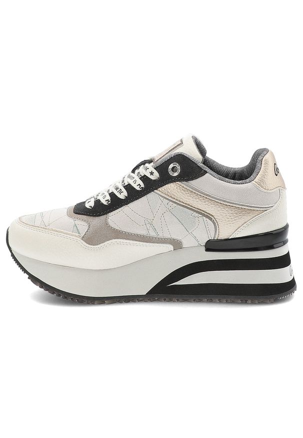 Sneakersy damskie Anekke, cholewka ze skóry naturalnej licowej wysoka platforma sznurowanie sportowy styl casual, białe, 42370-443. Okazja: na co dzień. Zapięcie: sznurówki. Kolor: biały. Materiał: skóra. Szerokość cholewki: normalna. Wzór: nadruk. Obcas: na platformie. Styl: casual, sportowy