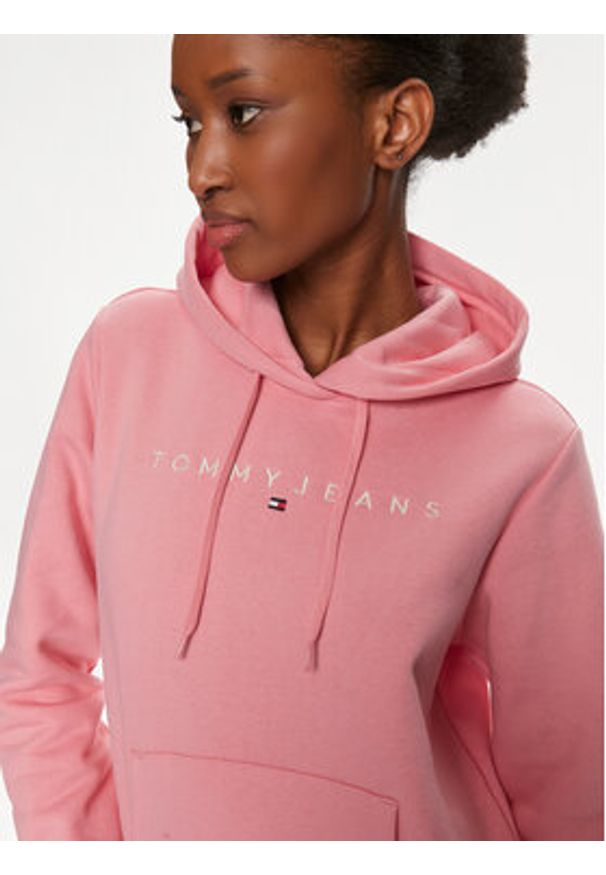 Tommy Jeans Bluza Linear DW0DW17324 Różowy Regular Fit. Kolor: różowy. Materiał: bawełna