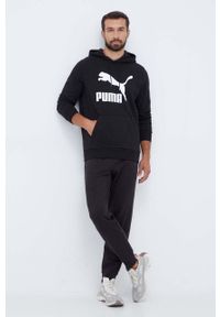 Puma bluza bawełniana męska kolor czarny z kapturem z nadrukiem. Typ kołnierza: kaptur. Kolor: czarny. Materiał: bawełna. Długość rękawa: długi rękaw. Długość: długie. Wzór: nadruk #5