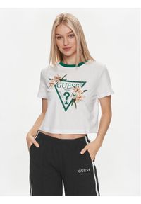 Guess T-Shirt Zoey V4GI02 K46D1 Biały Boxy Fit. Kolor: biały. Materiał: bawełna