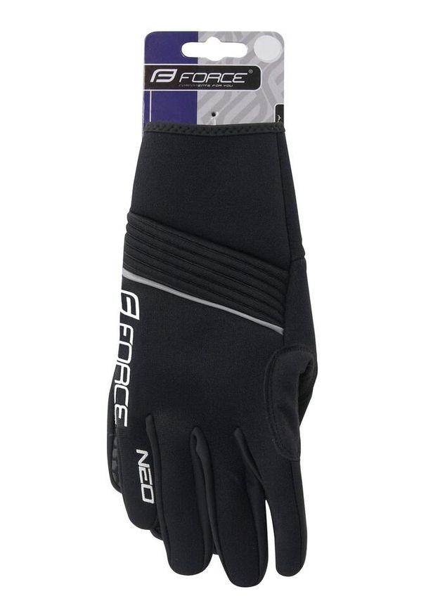 FORCE - Rękawiczki rowerowe neoprenowe jesienno/zimowe dla dorosłych Force Neo 90465. Kolor: czarny. Materiał: neopren. Sezon: zima, jesień. Sport: kolarstwo