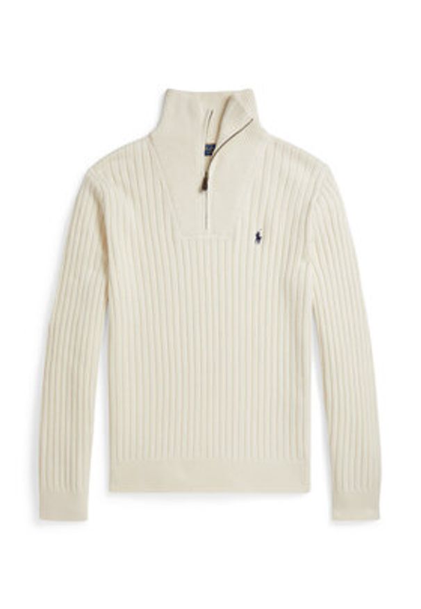 Polo Ralph Lauren Sweter 710974167003 Beżowy Regular Fit. Typ kołnierza: polo. Kolor: beżowy. Materiał: wełna, bawełna