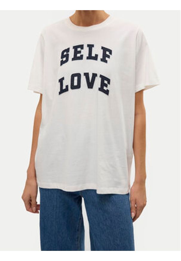 Vero Moda T-Shirt Halle 10321318 Biały Loose Fit. Kolor: biały. Materiał: bawełna