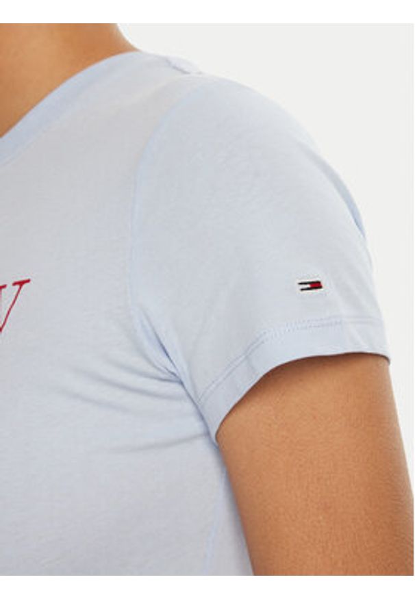 Tommy Jeans T-Shirt Essential DW0DW19447 Błękitny Slim Fit. Kolor: niebieski. Materiał: bawełna