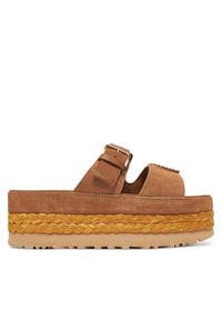 Ugg Klapki W Aubrey Slide 1167451 Brązowy. Kolor: brązowy. Materiał: zamsz, skóra