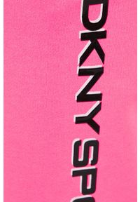 DKNY - Dkny spodnie DP1P2823 damskie kolor różowy z nadrukiem. Kolor: różowy. Materiał: dzianina. Wzór: nadruk #3