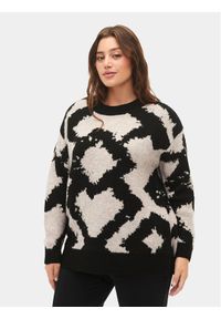 Zizzi Sweter M61219A Czarny Regular Fit. Kolor: czarny. Materiał: syntetyk #1