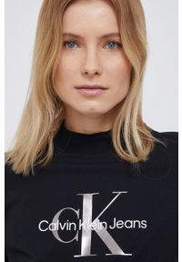 Calvin Klein Jeans T-shirt damski kolor czarny. Okazja: na co dzień. Kolor: czarny. Materiał: dzianina. Wzór: nadruk. Styl: casual #3