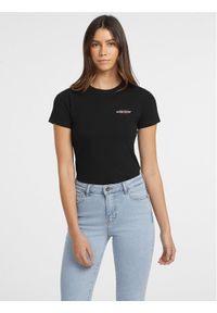 Guess Jeans T-Shirt W4YI02 J1314 Czarny Slim Fit. Kolor: czarny. Materiał: bawełna