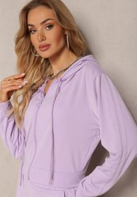 Renee - Fioletowy Komplet Dresowy z Bluzą z Kapturem i Szerokimi Spodniami Irabelle. Kolor: fioletowy. Materiał: dresówka #2