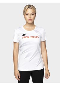 4f - Koszulka funkcyjna damska TSDF991R - biały. Kolor: biały. Materiał: poliester, elastan #1