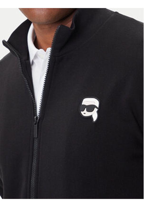 Karl Lagerfeld - KARL LAGERFELD Bluza 705712 500900 Czarny Regular Fit. Typ kołnierza: dekolt w karo. Kolor: czarny. Materiał: bawełna