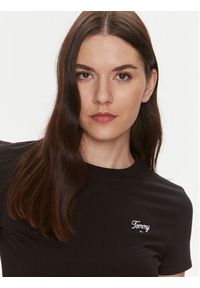 Tommy Jeans T-Shirt Script DW0DW17366 Czarny Slim Fit. Kolor: czarny. Materiał: bawełna