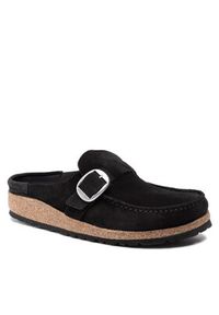 Birkenstock Klapki Buckley 1017826 Czarny. Kolor: czarny. Materiał: welur, skóra