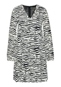 Pinko Sukienka codzienna Zebra 20202 PRR 1N133V 8495 Biały Regular Fit. Okazja: na co dzień. Kolor: biały. Materiał: wiskoza. Wzór: motyw zwierzęcy. Typ sukienki: proste. Styl: casual