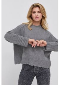 AllSaints Sweter damski kolor szary. Kolor: szary. Materiał: kaszmir. Długość rękawa: raglanowy rękaw