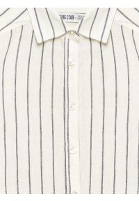 Big-Star - Lniana koszula damska w prążek biała Lamena 100. Okazja: na co dzień, na spotkanie biznesowe. Kolor: biały. Materiał: len. Wzór: prążki. Sezon: wiosna, lato. Styl: casual, biznesowy, klasyczny #2
