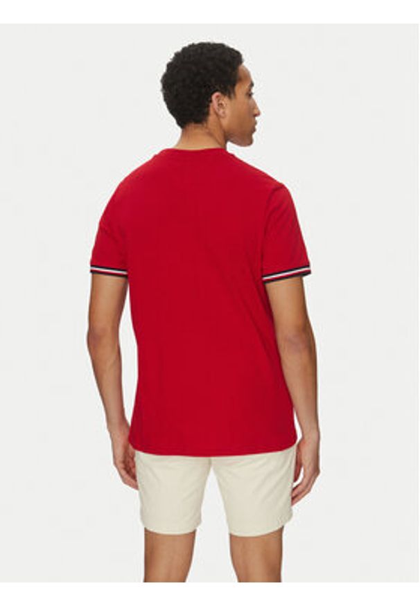 TOMMY HILFIGER - Tommy Hilfiger T-Shirt Global Stripe MW0MW38630 Czerwony Regular Fit. Kolor: czerwony. Materiał: bawełna