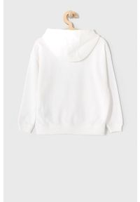Champion Bluza dziecięca kolor biały z kapturem z aplikacją. Typ kołnierza: kaptur. Kolor: biały. Wzór: aplikacja