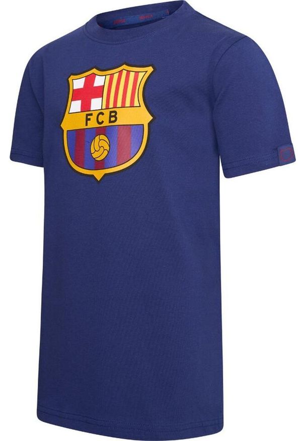 T-Shirt męski piłkarski FC Barcelona Logo. Kolor: niebieski. Sport: piłka nożna