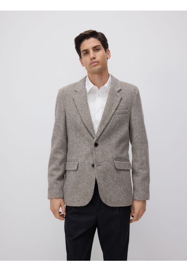 Reserved - Wełniana marynarka slim fit - wielobarwny. Materiał: wełna