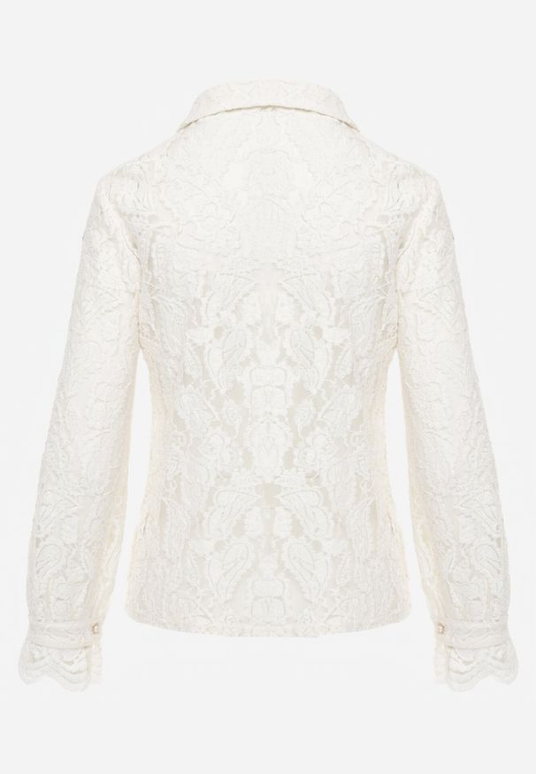 Born2be - Jasnobeżowa Koronkowa Koszula Zapinana Analeta. Kolor: beżowy. Materiał: koronka. Styl: elegancki