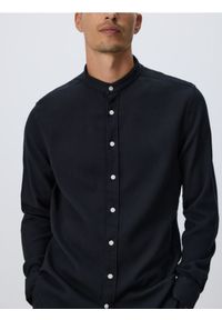 Reserved - Koszula super slim z bawełny egipskiej - czarny. Kolor: czarny. Materiał: bawełna