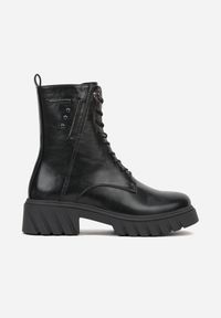 Renee - Czarne Rockowe Botki Workery Zdobione Nitami Eratila. Okazja: na imprezę, na co dzień. Kolor: czarny. Materiał: jeans, skóra. Szerokość cholewki: normalna. Wzór: aplikacja. Styl: rockowy #4