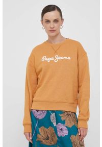 Pepe Jeans bluza damska kolor pomarańczowy z aplikacją. Kolor: pomarańczowy. Wzór: aplikacja. Styl: klasyczny #1
