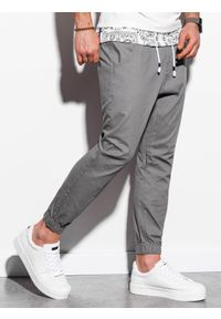 Ombre Clothing - Spodnie męskie joggery - szare V2 P885 - XXL. Kolor: szary. Materiał: bawełna, elastan. Styl: klasyczny #3