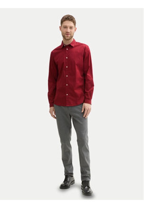 Tom Tailor Koszula 1037435 Bordowy Regular Fit. Kolor: czerwony. Materiał: bawełna