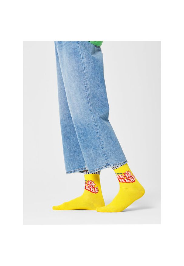 Happy-Socks - Skarpety wysokie damskie Happy Socks. Kolor: żółty