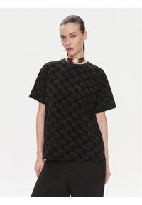 Elisabetta Franchi T-Shirt MA-006-41E2 Czarny Regular Fit. Kolor: czarny. Materiał: bawełna #1
