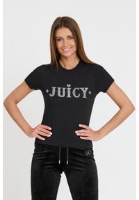 Juicy Couture - JUICY COUTURE Czarny damski t-shirt Ryder Rodeo Fitted, Rozmiar S. Kolor: czarny #1